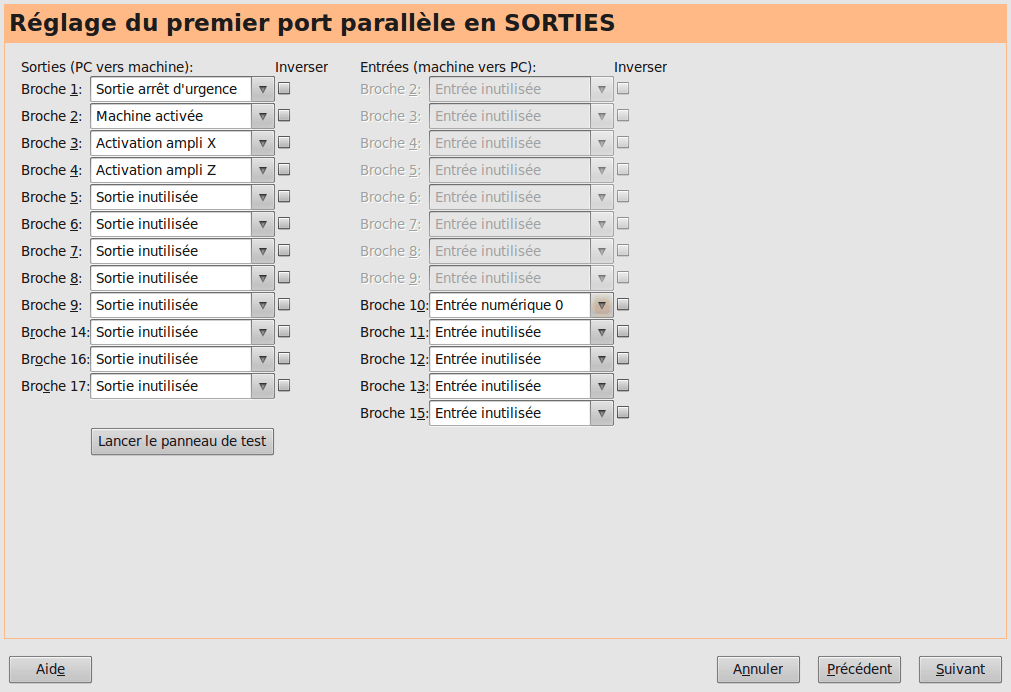 Configuration des ports parallèles