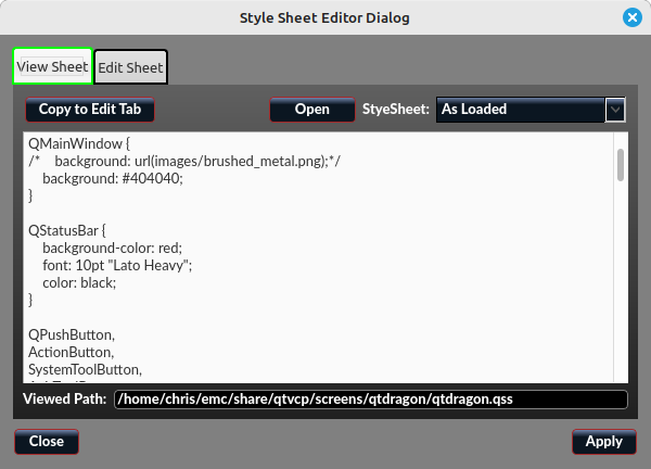 Editor de estilos de QtDragon