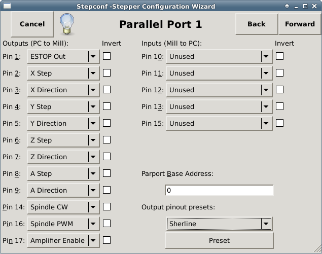 Parallel Port 1 Setup Page