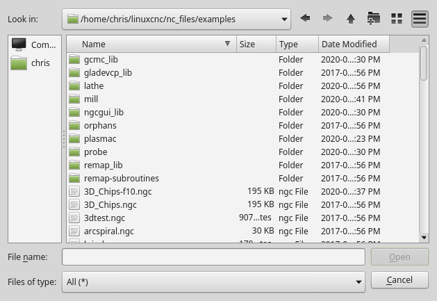 QtVCP FileDialog: Widget zum Laden und Speichern von Dateien