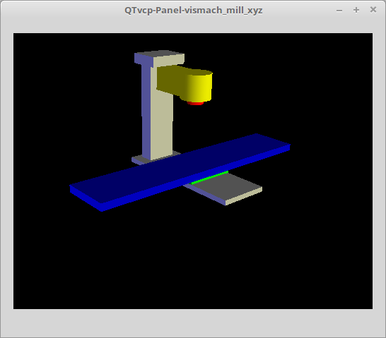 QtVCP vismach_mill_xyz - 3-Achsen-Fräse 3D-Ansichts-Panel