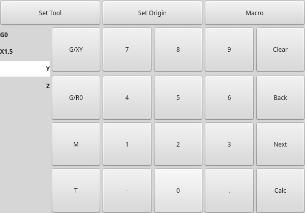 QtVCP MDITouchy: Віджет введення MDI на сенсорному екрані