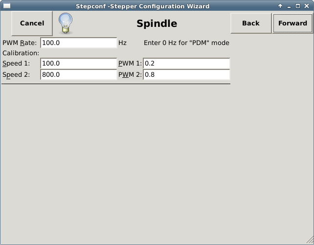 Spindle Configuration Page