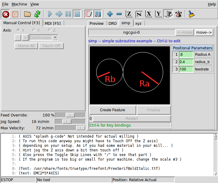 NGCGUI, a subroutine GUI that provides wizard-style programming of G code