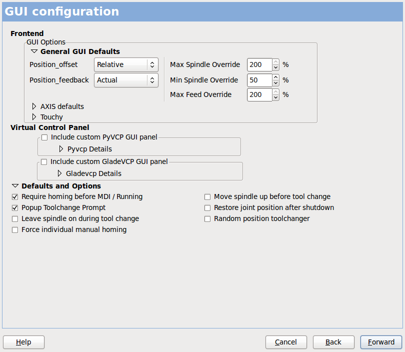 Configuración de la GUI