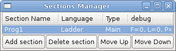 Sections Manager Default Window