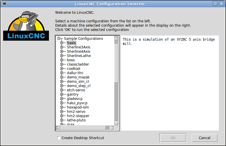 LinuxCNC Configuration Selector