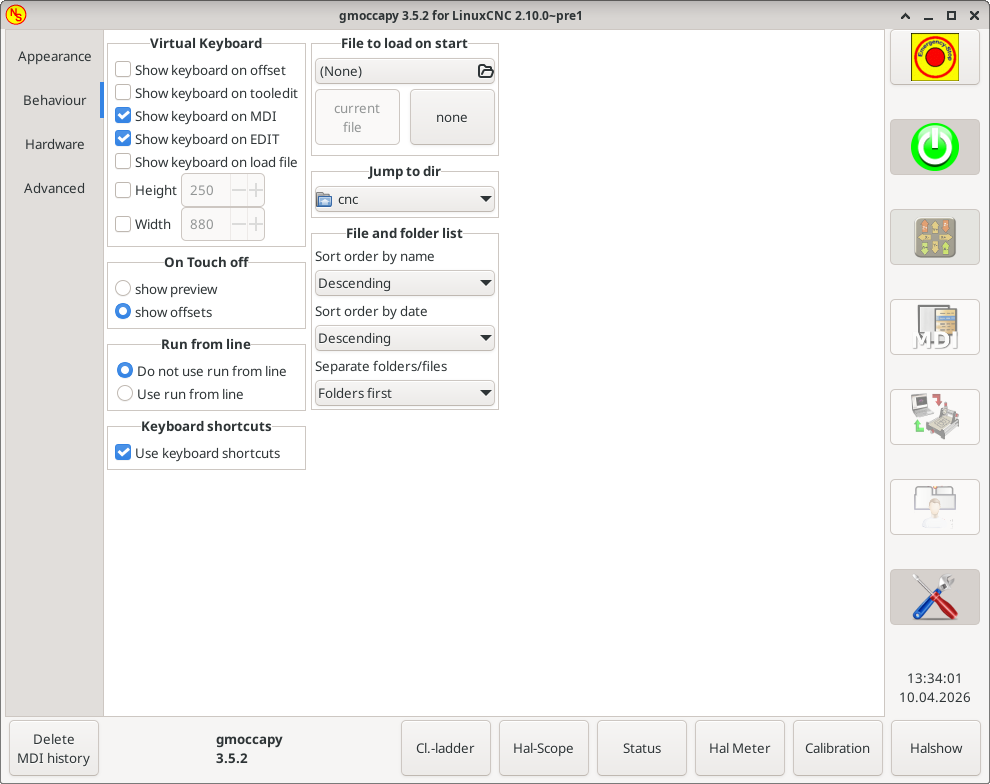 Configuration page